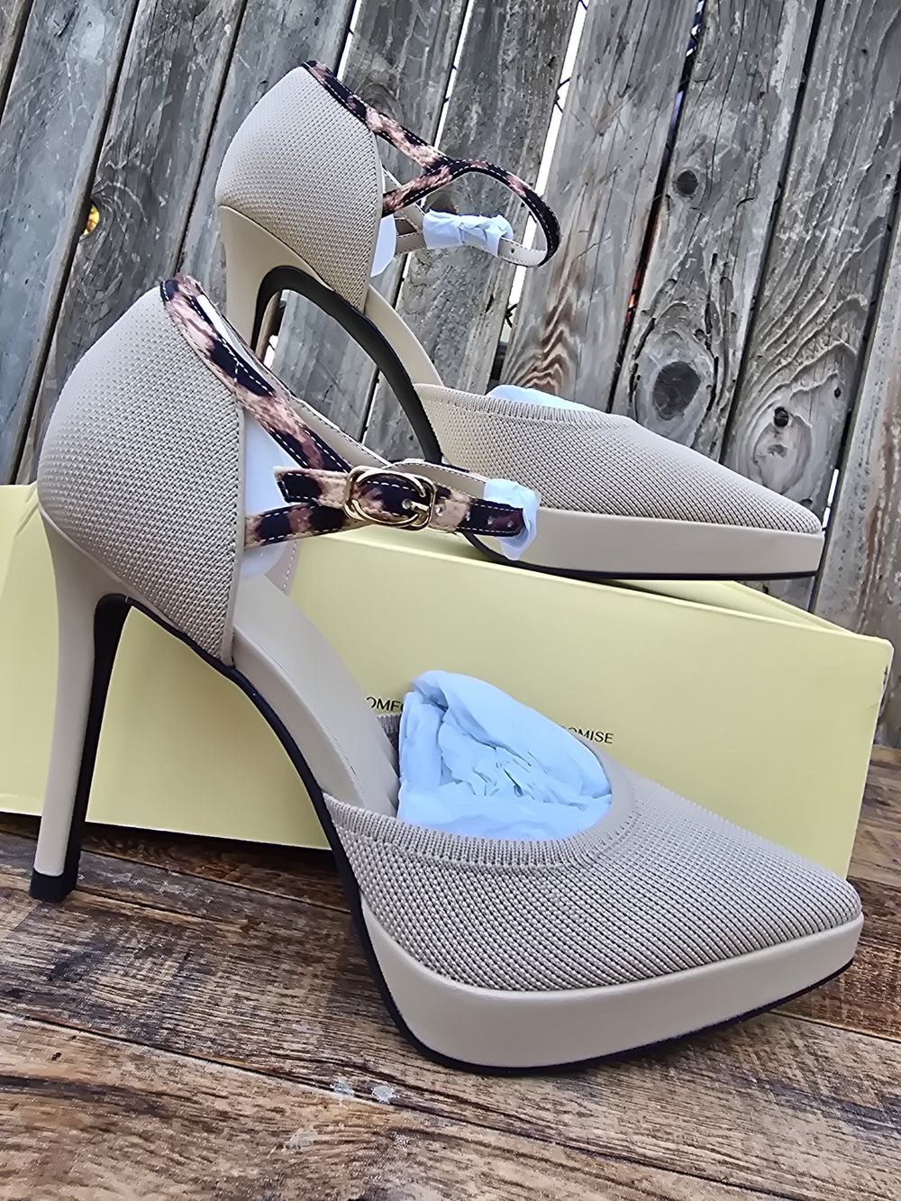 Cosy Island Women's Beige Pointed Toe D'Orsay Heels with Ankle Strap Size 8.5 - Picture 6 of 16